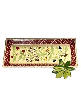 SIGNATURE HOUSEWARES Stoneware Lucia Platter 18" x 8"
